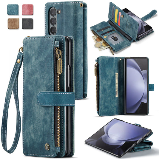Leather Zipper Wallet Case for Samsung Galaxy Z Fold 5