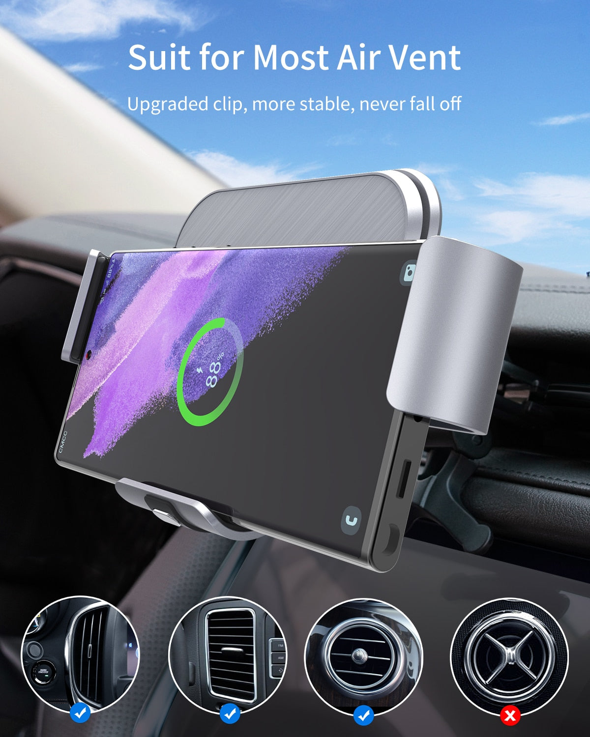 30W Car Qi Wireless Charger & Holder